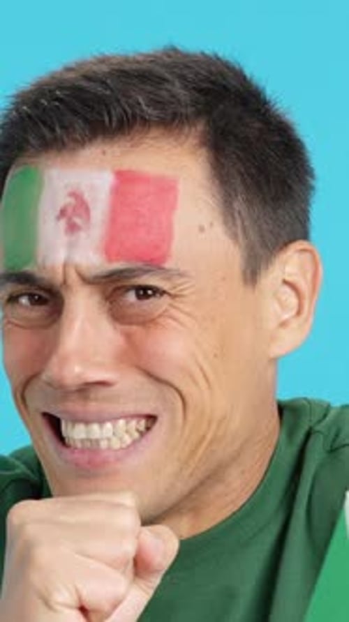 Very Nervous Man Supporting Mexican Team During a Difficult Match