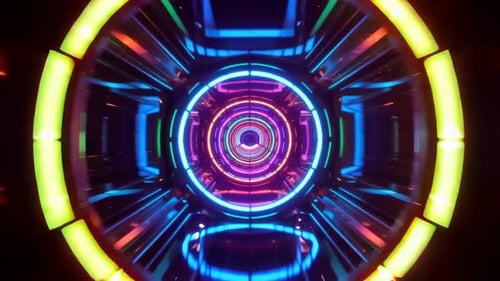 Futuristische abstrakte Science-Fi-Bewegungsgrafik mit Neon-Tunnelschleife w