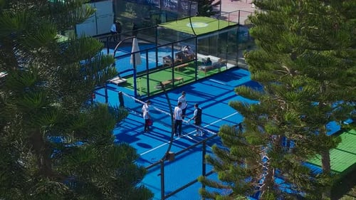 Aerial View Paddle Courts on the Mediterranean Coast Host Training Sessions Matches and Scenic Sea