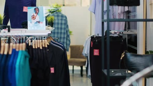 Clothing On Display At Clothing Store