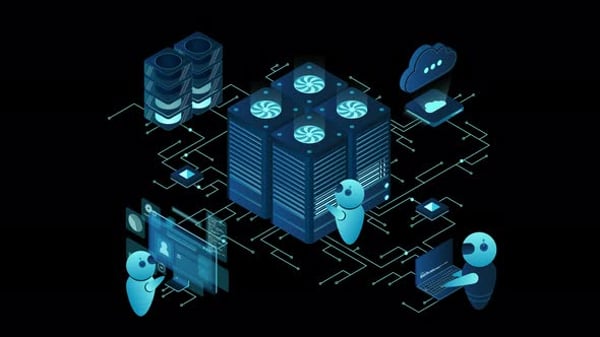 Isometric cloud database animation. Cloud computing and file cloud ...