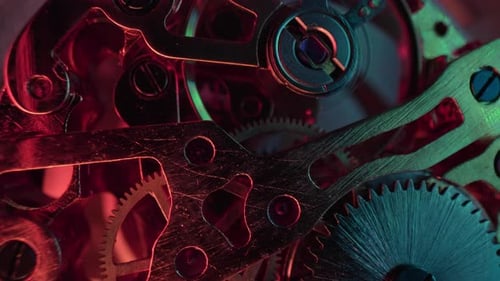 Watch Gears Rotating in Macro Close-Up
