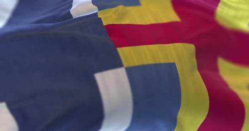 Abstract Nordic Flags Waving Realistic Fabric Motion Background