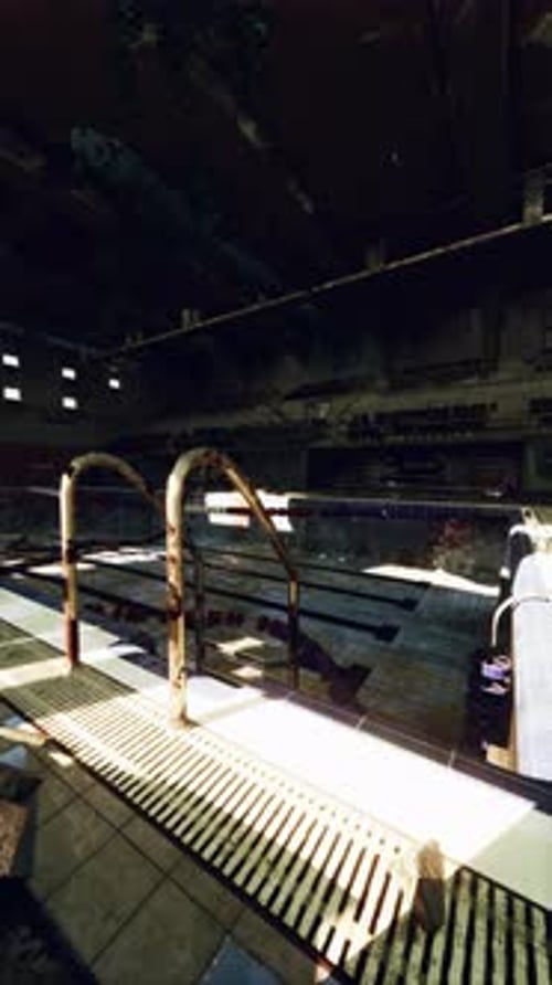 Abandoned Indoor Pool Under Fading Light