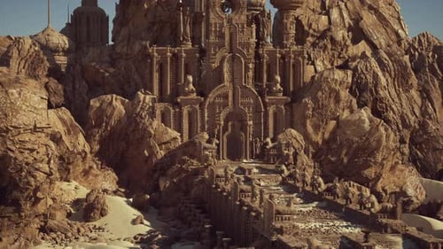 Ancient Rocky Stronghold Eroded Castle Carved From Stony Cliffs