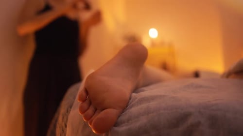 Calm Massage Setting with Warm Ambiance Serene Therapeutic Environment with Gentle Lighting and