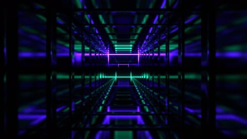 Purple And Turquoise Fantasy Tunnel With Neon Movement On Frame Background Vj Loop In 4K