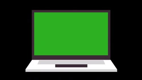 Laptop Opens Green Screen Alpha