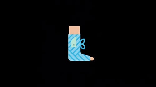 Flat Design Animation of a Leg Cast for Medical Concepts
