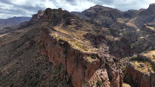 Aerial view of canyon and rock formations, United States.