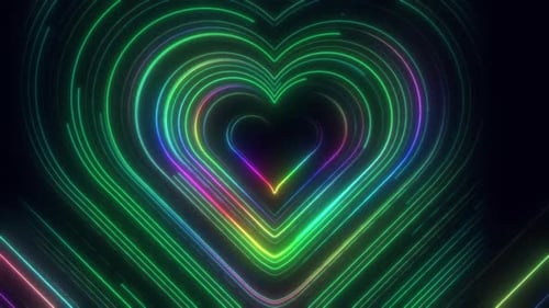 Pulsating Neon Heart Tunnel Loop Background Animation