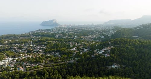 Calp Spain Mediterranean Tourist Destination Aerial Drone View