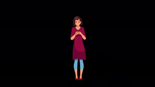 A Female Character İnterested In The Phone Alpha Channel 4K