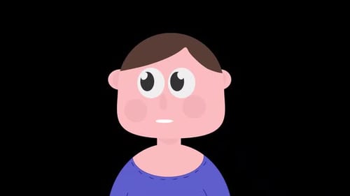 Personaje de dibujos animados mirando a su alrededor en Alpha Channel