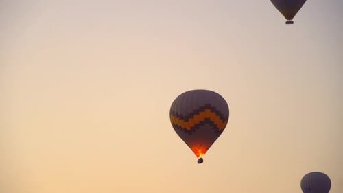 Balloons against blue sky with no clouds in sky in Cappadocia in Turkey