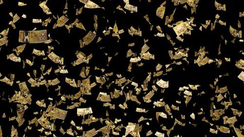 Money rain. Canadian dollars paper money falling. CAD banknotes falling down