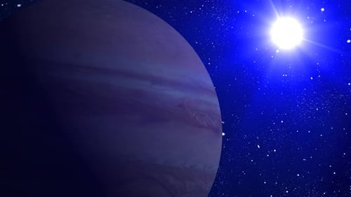 Rotating Gas Giant Planet in Starry Space Animation