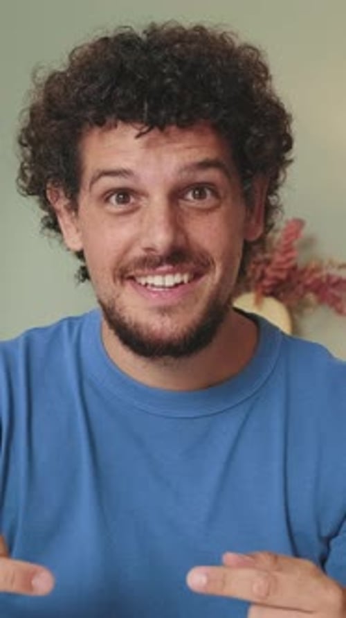 Cheerful Man Talking in Portrait Video