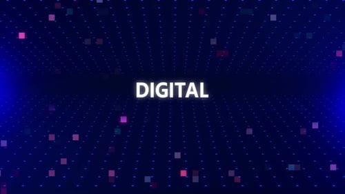 Futuristic Digital Grid Background with Animated Pixels