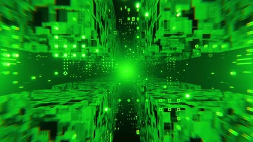 Futuristic Digital Tunnel Data Stream Loop Background