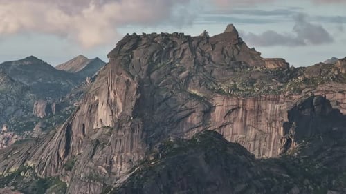 Majestic Mountain Peaks Loom Over a Serene Landscape