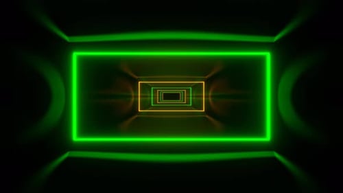 Green And Orange Glow Neon Frame Corridor Background Vj Loop In 4K