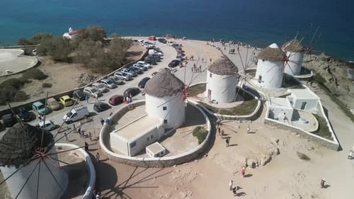 Old windmills, Mykonos town, Mykonos island, Greece