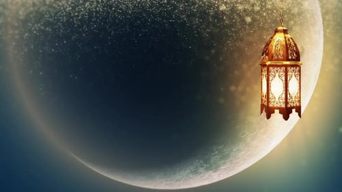 Lantern Ramadan with Crescent Moon fall