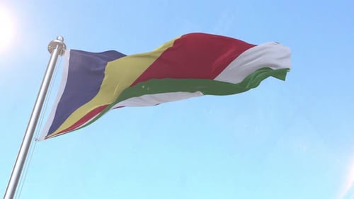 Seychelles Flag Waving in the Wind 3D Animation