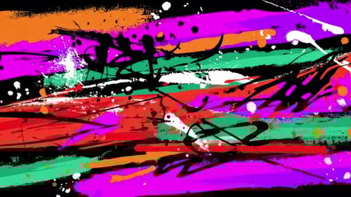 Street Art Colorful Strokes & Paint Splatters Neon Graffiti Abstract Loop (4K)
