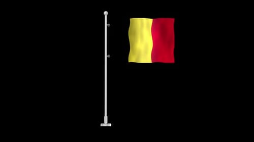 Yellow and Red Flag Waving on Flagpole Animation