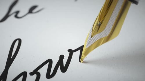 Elegant Fountain Pen Writing on Textured Paper