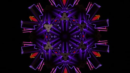 Abstract Geometric Kaleidoscope Loop with Neon Colors