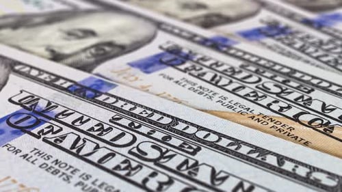 One Hundred Dollar Bills Close Up Macro Dolly