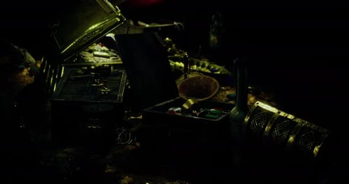 Golden Treasure Chests Revealing Shimmering Riches