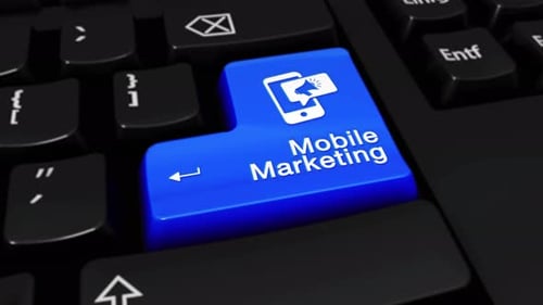 Mobile Marketing Round Motion On Computer Keyboard Button