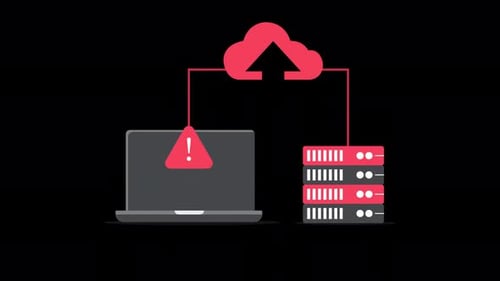 Data Upload Error: Laptop to Server Cloud Connection Failure Animation