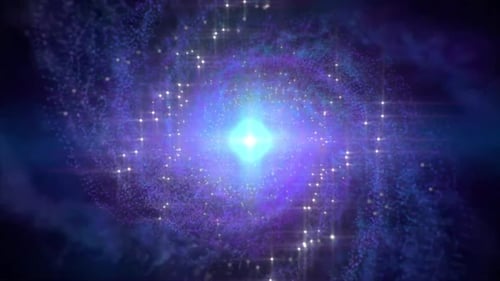 Abstract Cosmic Journey Through Glowing Nebula Particles