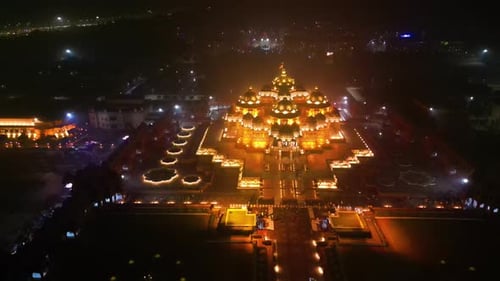 Vue aérienne du mandir de Swaminarayan Akshardham à New Delhi