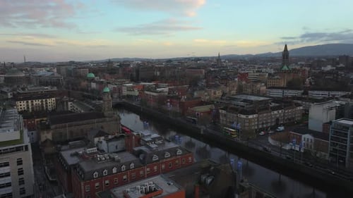 Cinematic Drone Footage flying over River Liffey - Co.Dublin - Ireland D_09