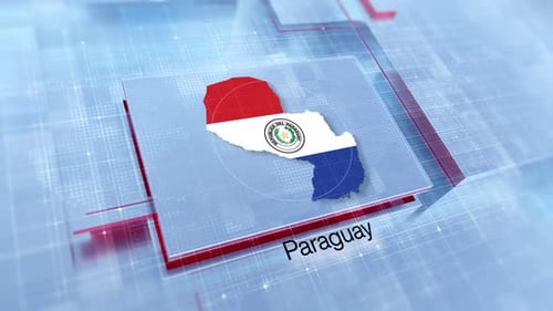 Futuristic Digital Map of Paraguay with Flag Reveal