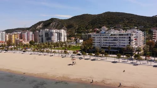 Aerial View of Beautiful Costal Shore in Vlore Albania