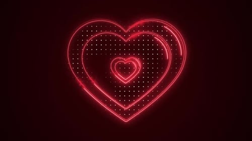 Pulsating Neon Heart Outline Animation