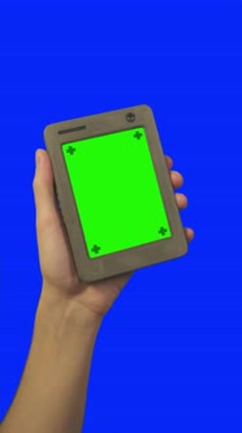 Holding Futuristic Fictional Tablet Gadget With Replaceable Screen