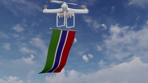 Drone Carrying Gambia Flag