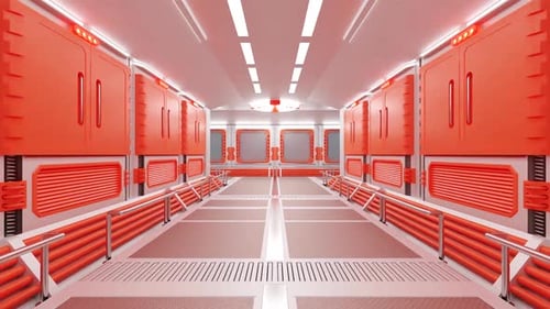 Futuristic Sci-Fi Corridor with Red Accents