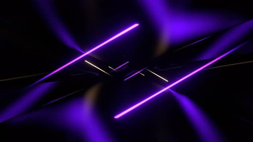 Purple And Yellow Neon Lasers In The Endless Corridor Background Vj Loop In 4K