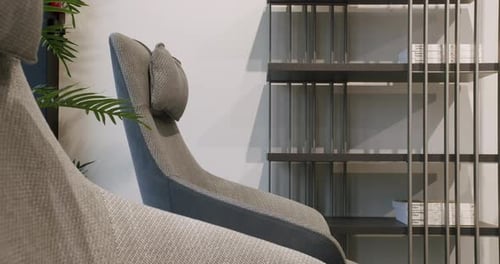 Stylish Arm Chairs and a Modern Book Shelf