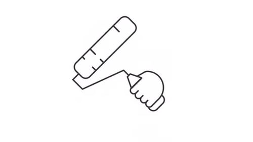 Animated Hand Holding Paint Roller Line Icon