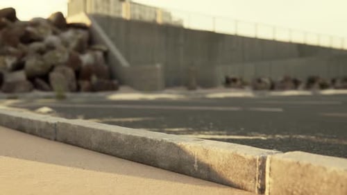 Empty Beach Car Park Spaces Covered in Asphalt